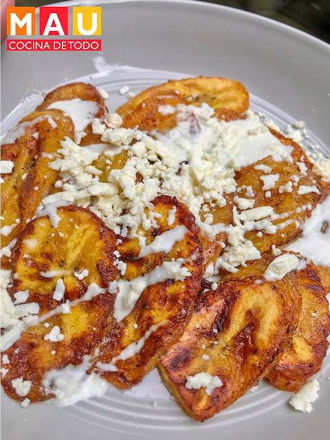 mau cocina de todo receta platano platanos frito fritos crema queso panela fresco lechera