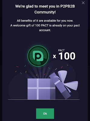 Cara mendaftar di P2PB2B exchange dan cara verifikasinya, gratis 100 Token PACT