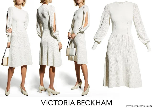 The Countess of Wessex wore Victoria Beckham Blouson Sleeve Knit Midi Dress