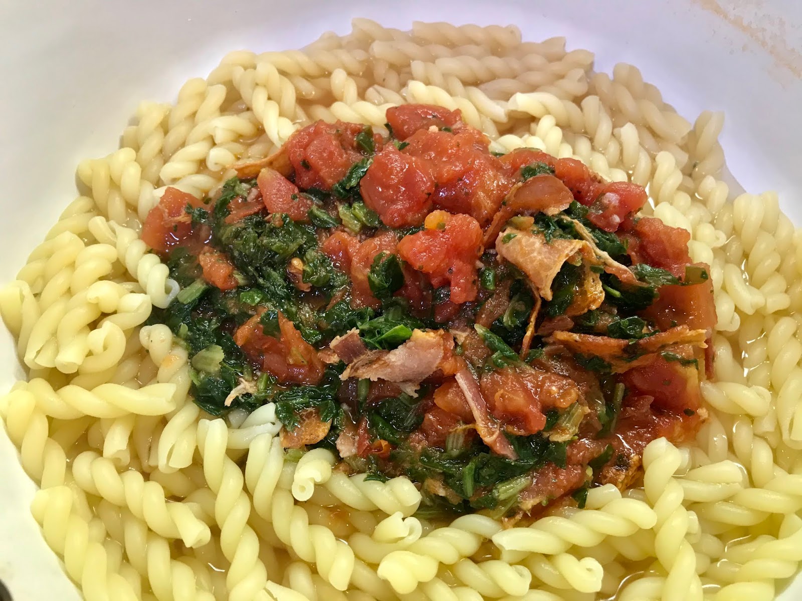 I Like to Bake and Cook Blog Garofalo pasta with spinach, bacon and