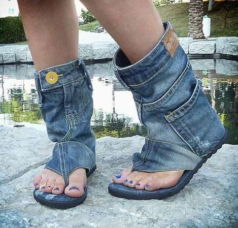 How to Recycle: Cool Recycled Denim Sandal Boots