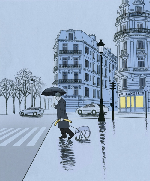 23-Paris-Blues-Guy Billout-Reality-Irony-Anxieties-Humour-condensed-in-Illustrations-www-designstack-co