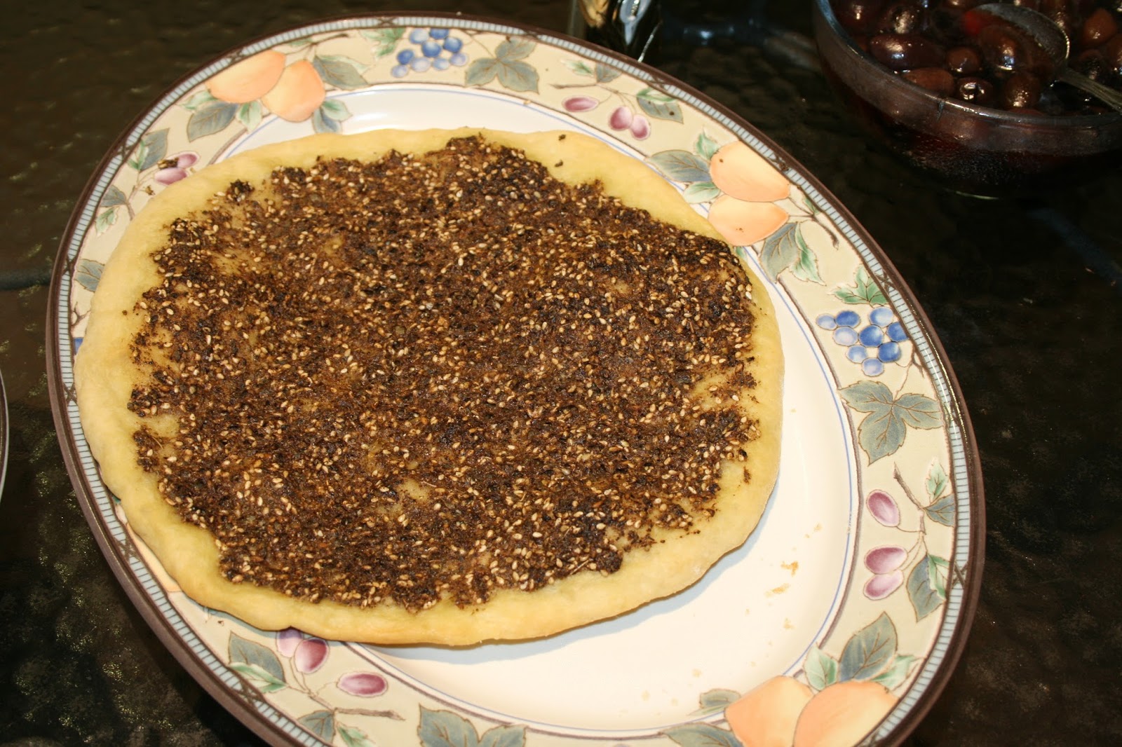 Julia's Cookbook Mnaquish biZatta (Thyme, Sumac and Sesame Seed Pizza)