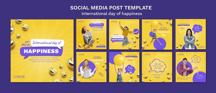 International Day Of Happiness Instagram Post PSD Banner International Day Of Happiness PSD Banner