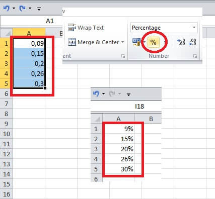 format persen di excel