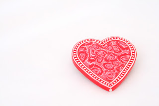 Red Rose Heart Brooch handmade from polymer clay Valentine Gifts & Jewellery