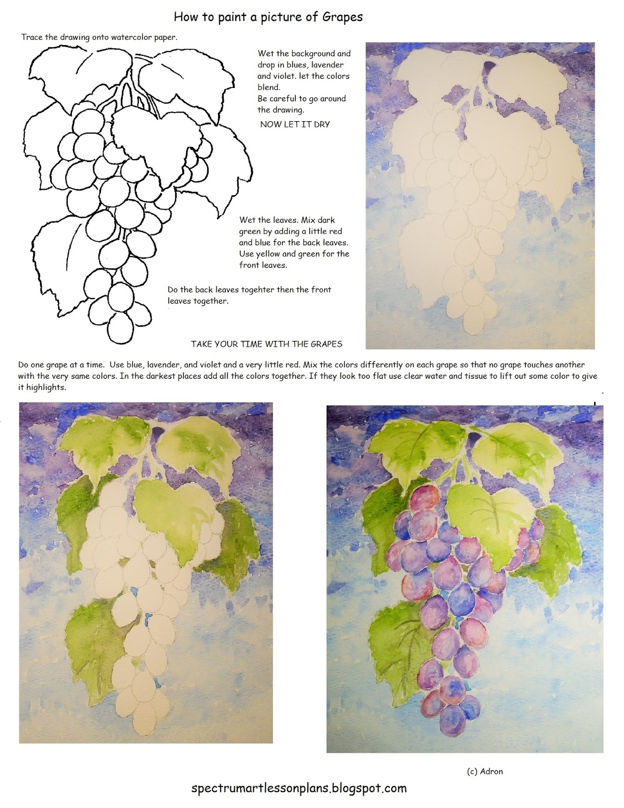 Adron's Art Lesson Plans How to Paint A Picture Of Grapes Worksheet
