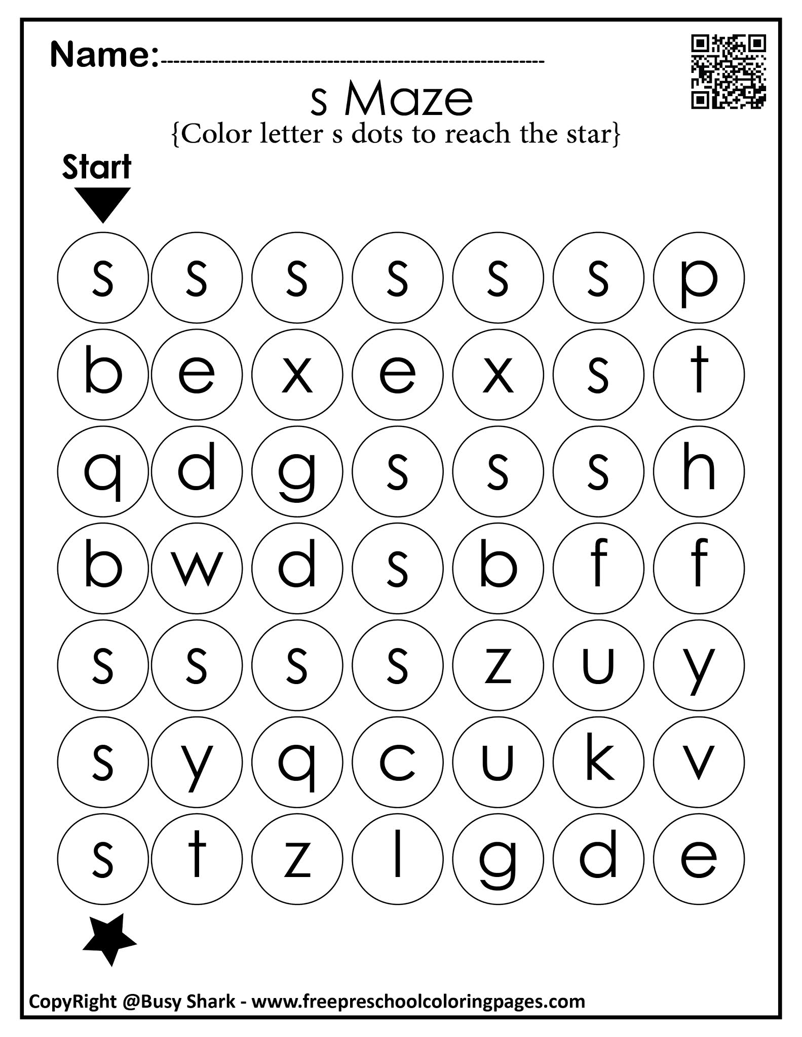 Letter S "10 free Dot Markers coloring pages"