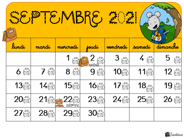 Zone C Calendrier mensuel 2021-2022 - Organisation de la classe