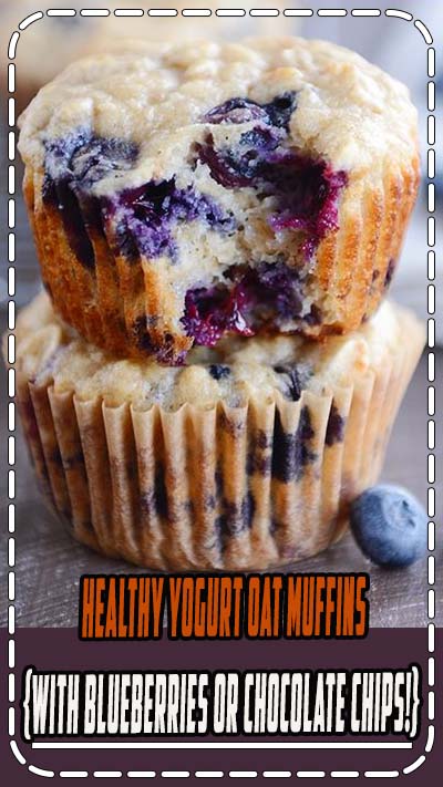 Easy and so delicious, these healthy yogurt oat blueberry muffins have no refined sugar and are packed with whole grains – yet they still manage to be fluffy and so tasty (with blueberries OR chocolate chips!).