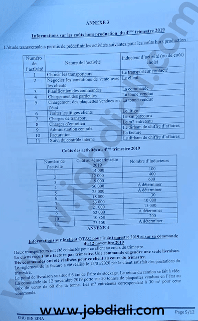 Exemple Concours Administrateurs 2 ème grade Audit et Contrôle de Gestion - Centre Hospitalier Ibn Sina