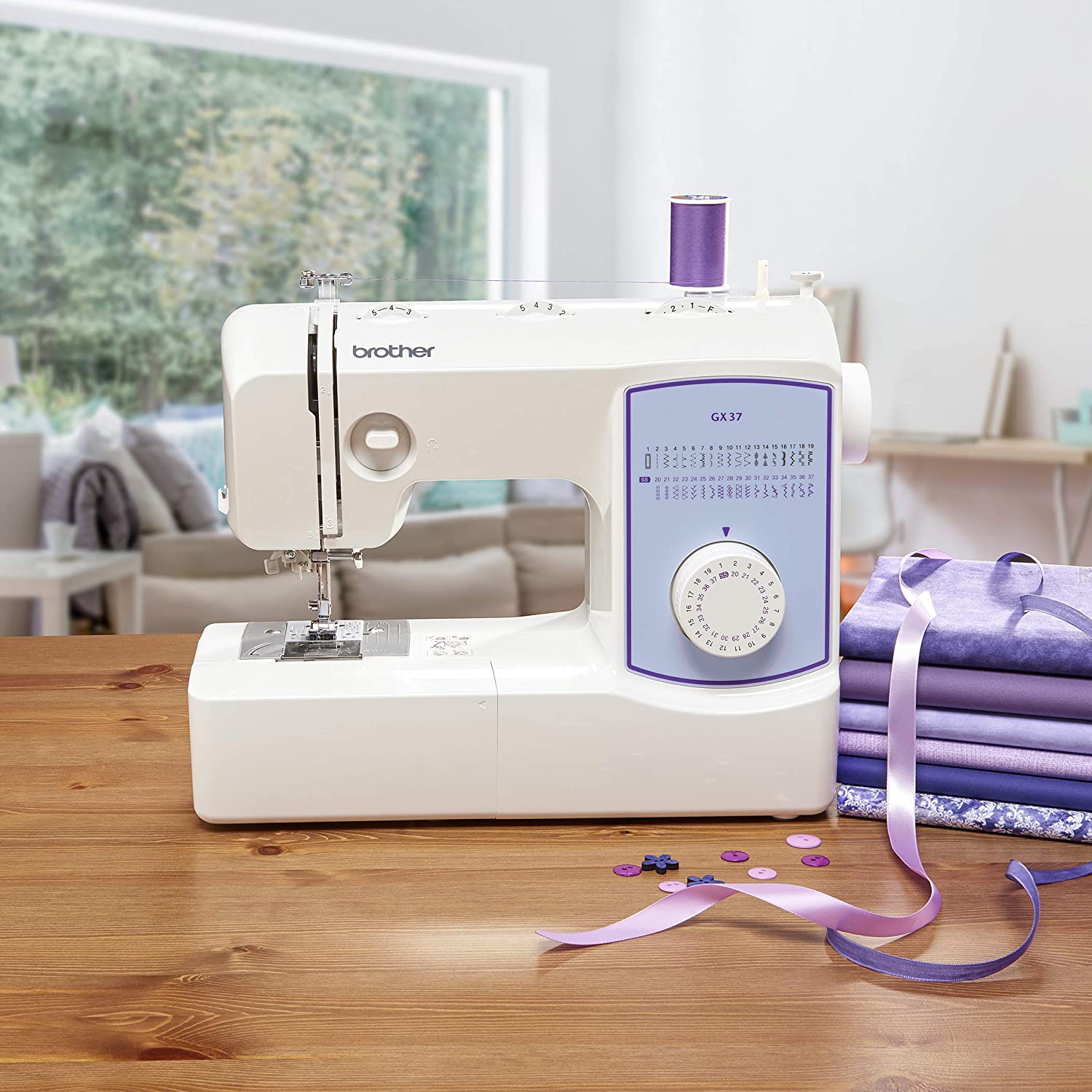 Brother Sewing Machine, GX37, 37 Builtin Stitches, 6 Included Sewing Feet