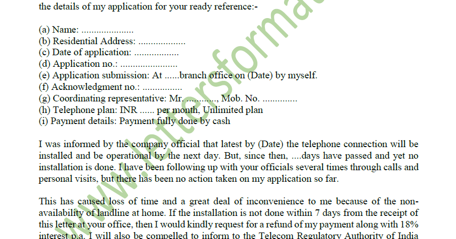 Apply for telephone line picture