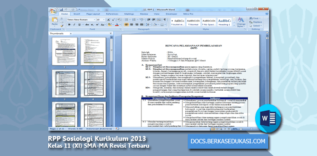 RPP Sosiologi Kurikulum 2013 Kelas 11 (XI) SMAMA Revisi