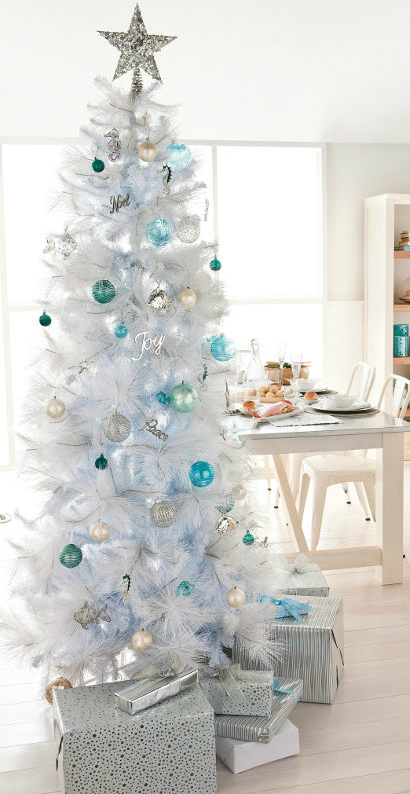 tall white coastal Christmas tree