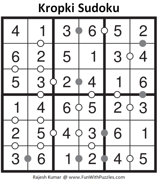 Kropki Sudoku (Sudoku For Kids #67) Solution