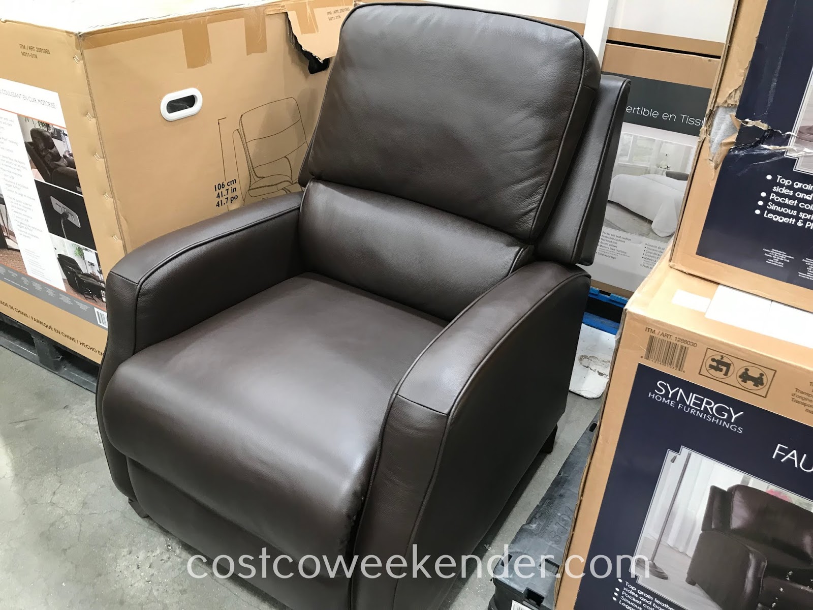 Synergy Kyleigh Leather Pushback Recliner Costco Weekender