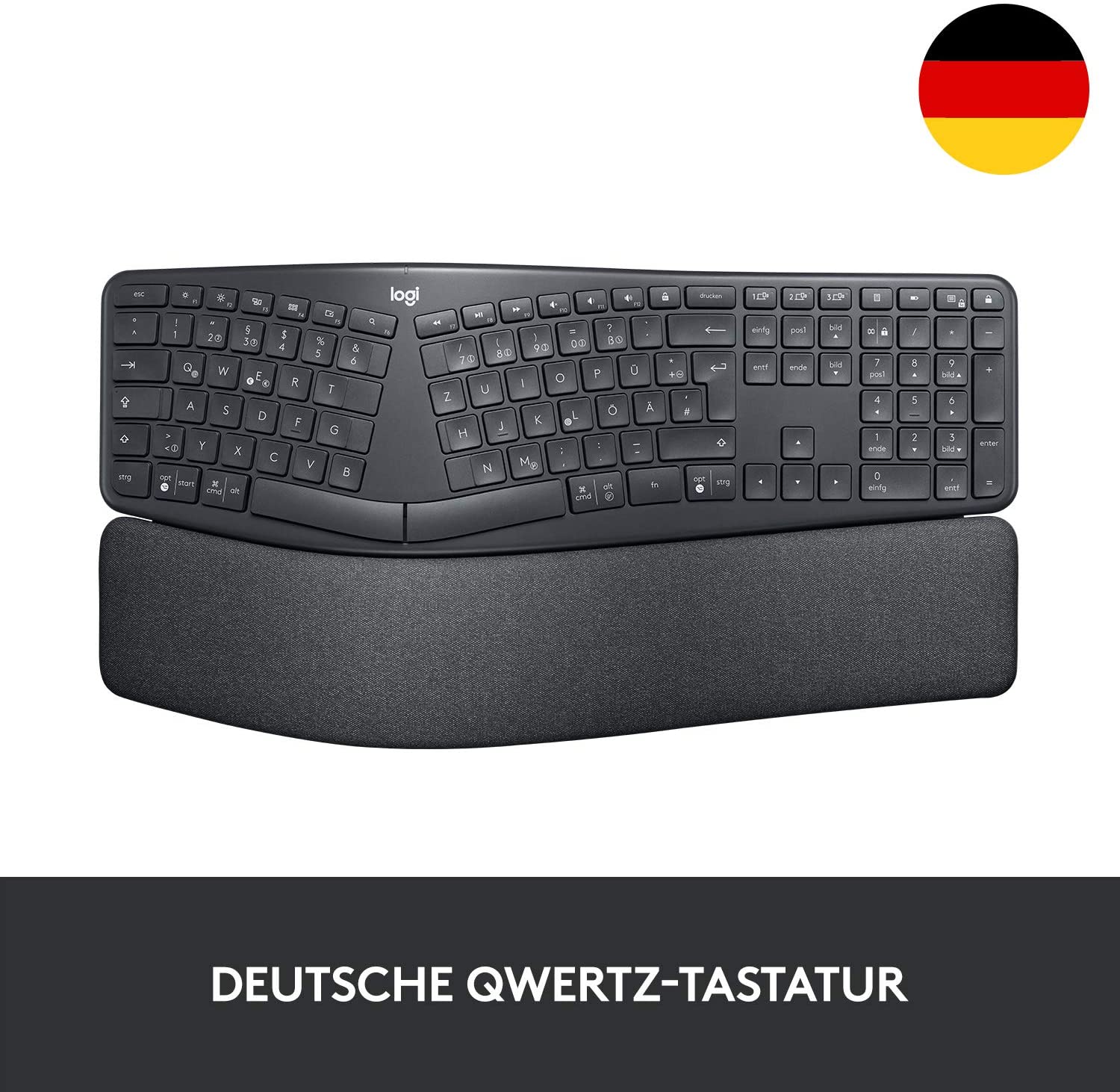 Logitech Ergo K860 Kabellose Ergonomische Tastatur Mit Geteilter Tastenanordnung Handgelenkauflage Und Stutze Fur Naturliches Tippen Windows Mac Bluetooth Usb Empfanger Inbegriffen Graphite