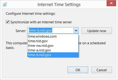 сервер времени в интернете виндовс