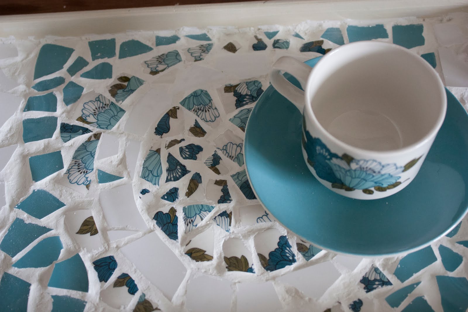 Martha and Me Recycling broken china mosaic tray