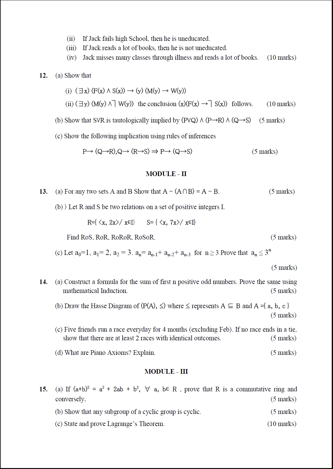 Kerala University B.Tech Discrete Structures ( FR ) 2014 Question Paper ...
