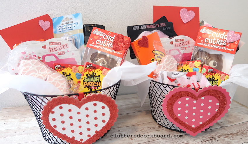 DIY Valentines Day Gift Basket Idea / Budget Friendly - Cluttered CorkBoard