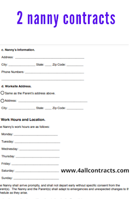 Nanny contract sample template