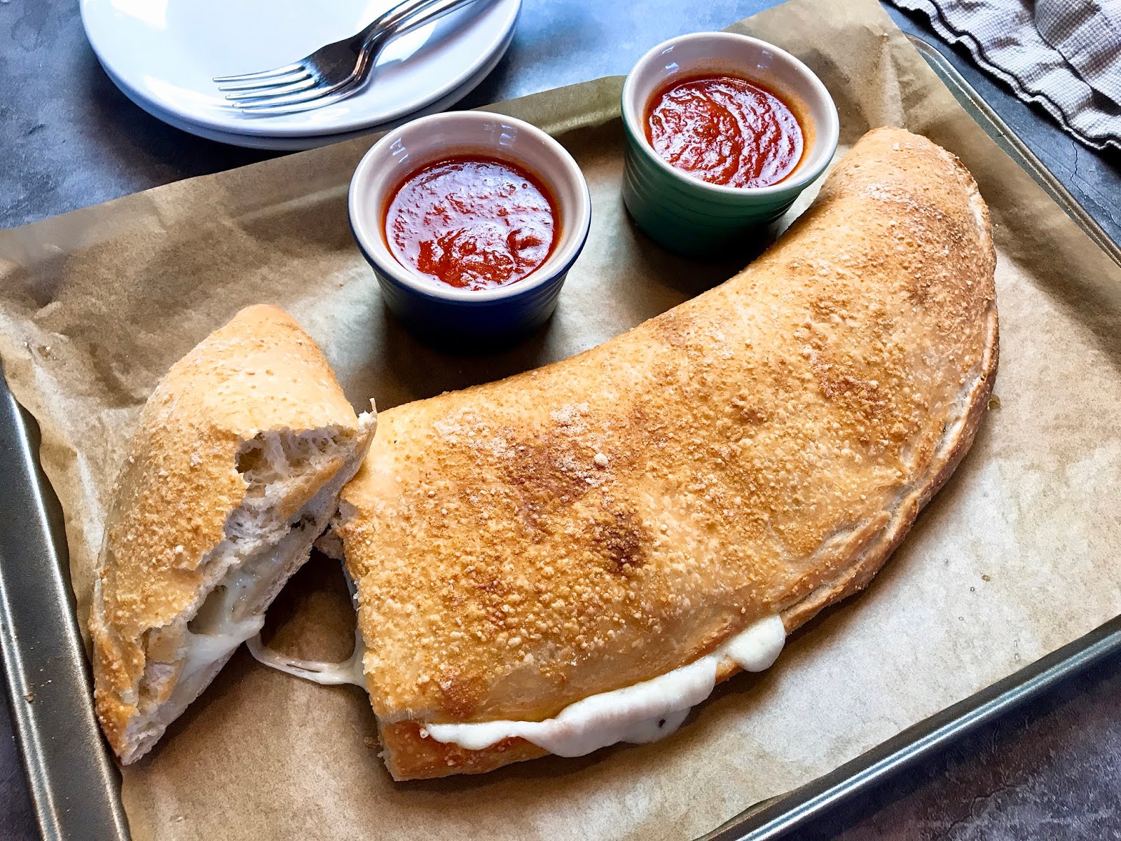 Cheese Calzone with Marinara (5 ingredients!)