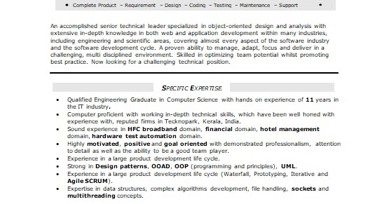 senior lead engineer sample resume format in word free download