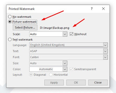 watermark gambar di ms word