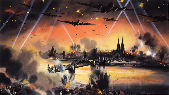 Σχηματική παράσταση των βομβαρδισμών της Κολωνίας κατά το Β' Παγκόσμιο Πόλεμο.