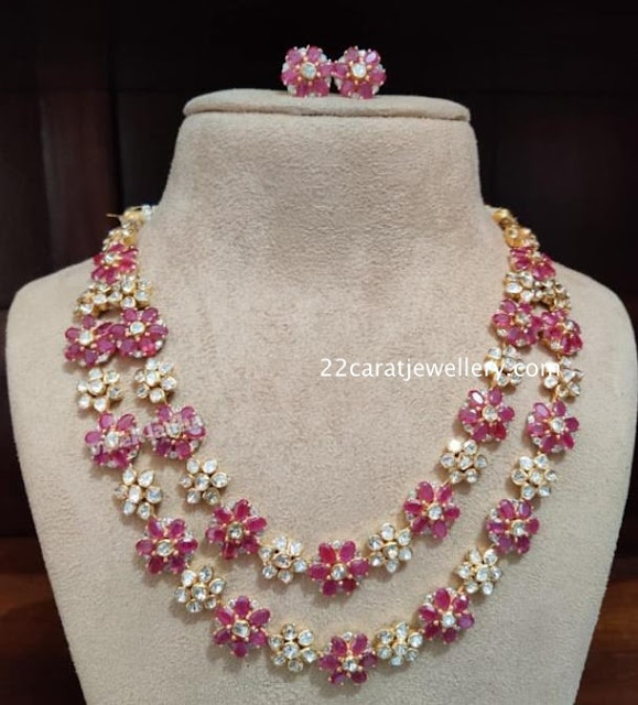 Floral Ruby Choker with Moissanites - Jewellery Designs