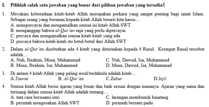 Soal Ukk Kls 8 Agama Islam