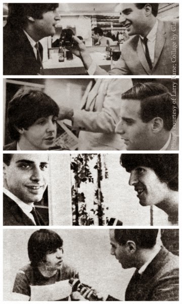 Collage with Larry Kane and the Beatles in 1964