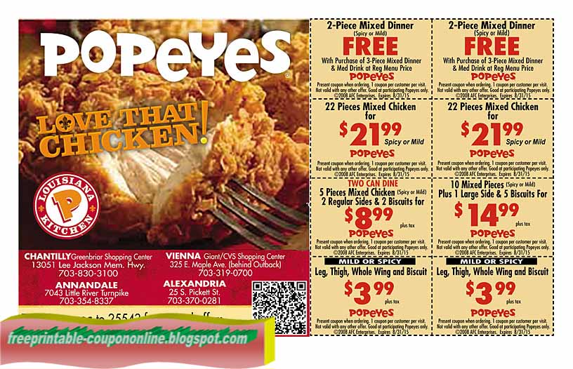 Printable Coupons 2023 Popeyes Chicken Coupons