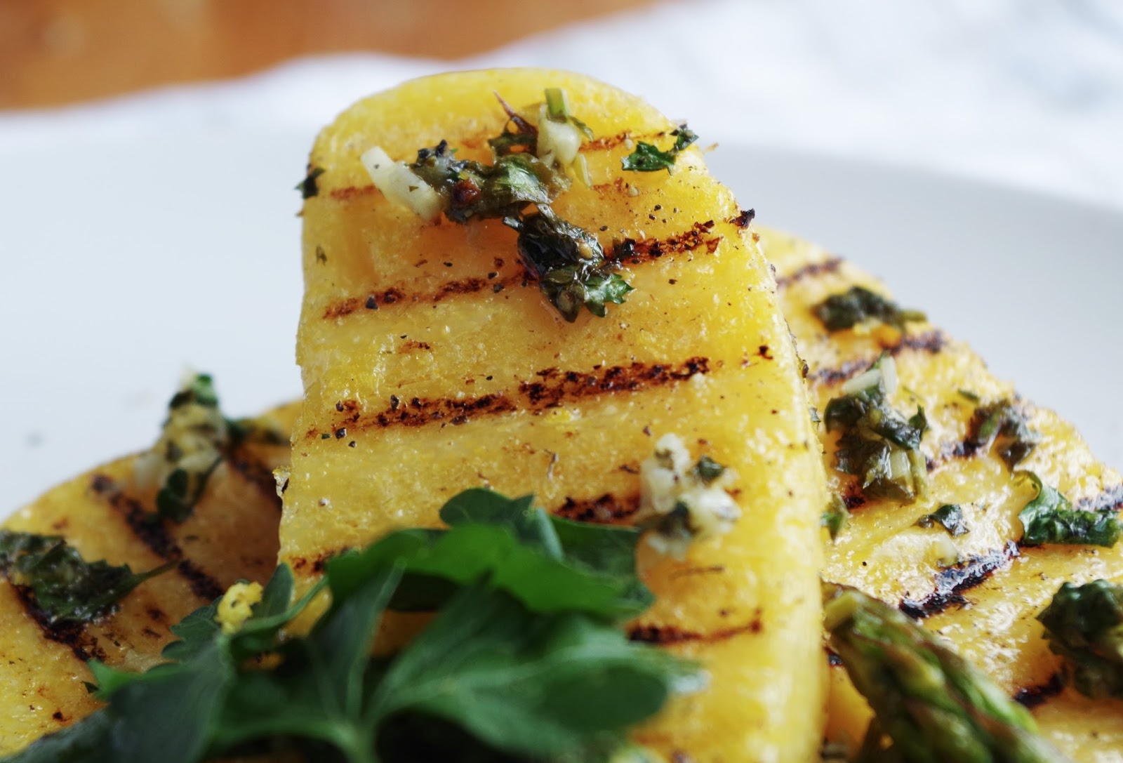 Grilled Polenta & Garlic Herb Greens Euphoric Vegan
