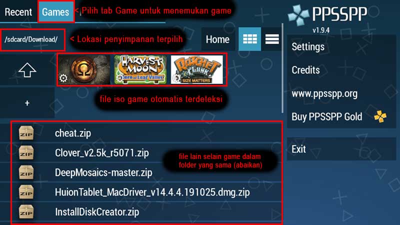 cara game ppsspp gold