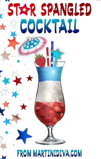 Patriotic Star Spangled Strawberry Pina Colada Cocktail