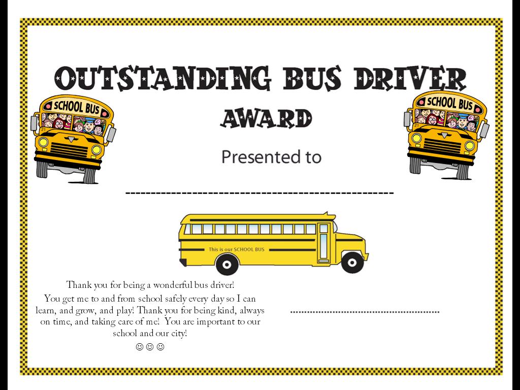 Bus Driver Appreciation Cards Free Printable