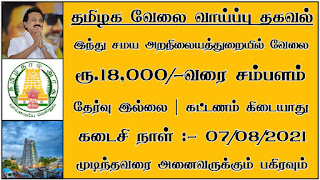 TNHRCE Recruitment 2021 | Tamilnadu Government Job Recruitment