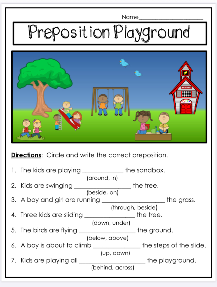 Prepositions famous. Prepositions of Movement задания. Prepositions of Movement Worksheets 5 класс. Prepositions of place Playground. Playground Worksheets for Kids.