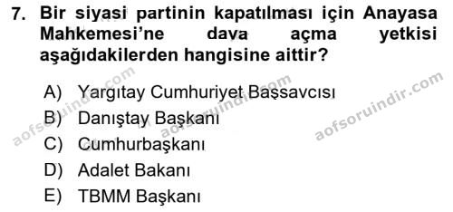 aöf türk anayasa hukuku dersi ara sınav vize 2019 2020 yılı 7.soru