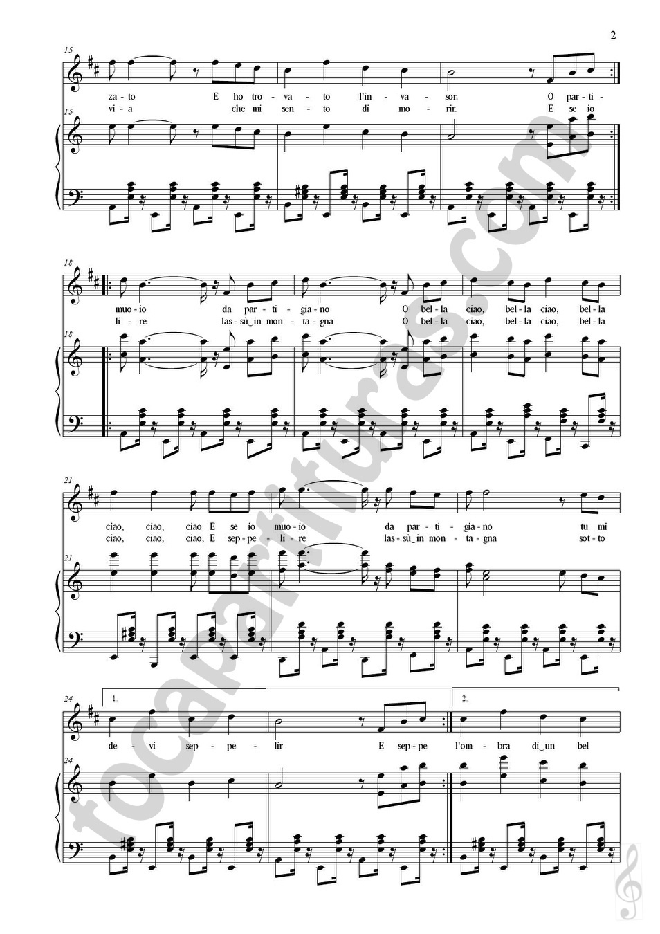 Bella Ciao - Partitura fácil y gratuita en PDF - La Touche Musicale