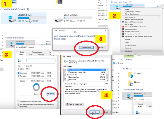 Disk Clean up to free up more RAM(Increase PC performance)