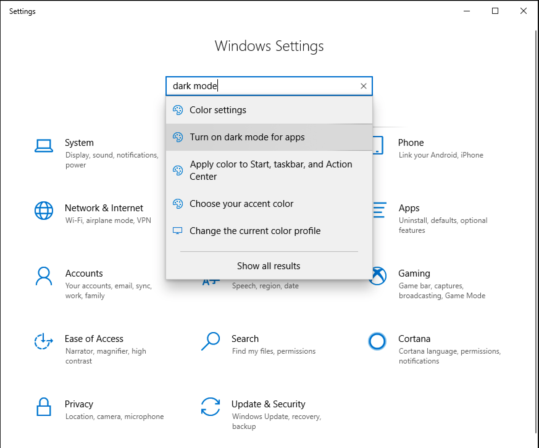 AutoSQA How to turn on dark mode in Windows 10