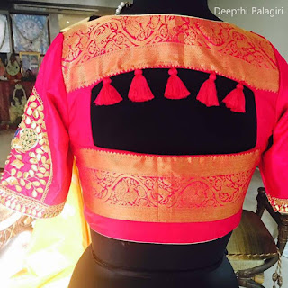 Latest Blouse Back Neck Designs With Borders Images