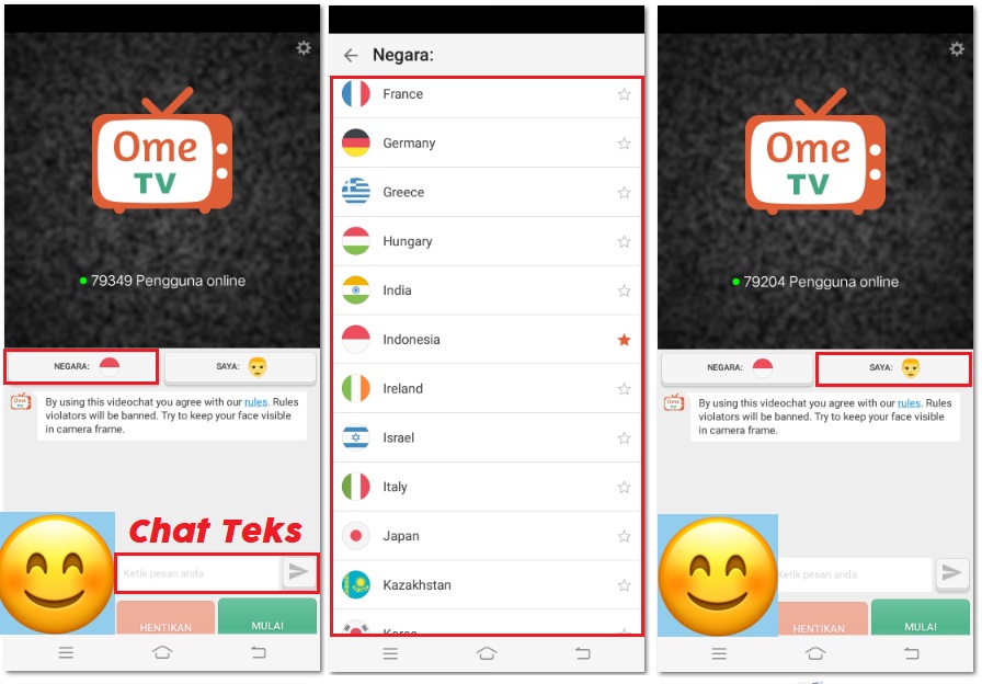 Cara main ome tv di android