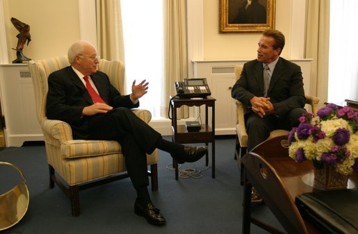 Vice President Dick Cheney's first meeting with California Gov.-elect Arnold Schwarzenegger