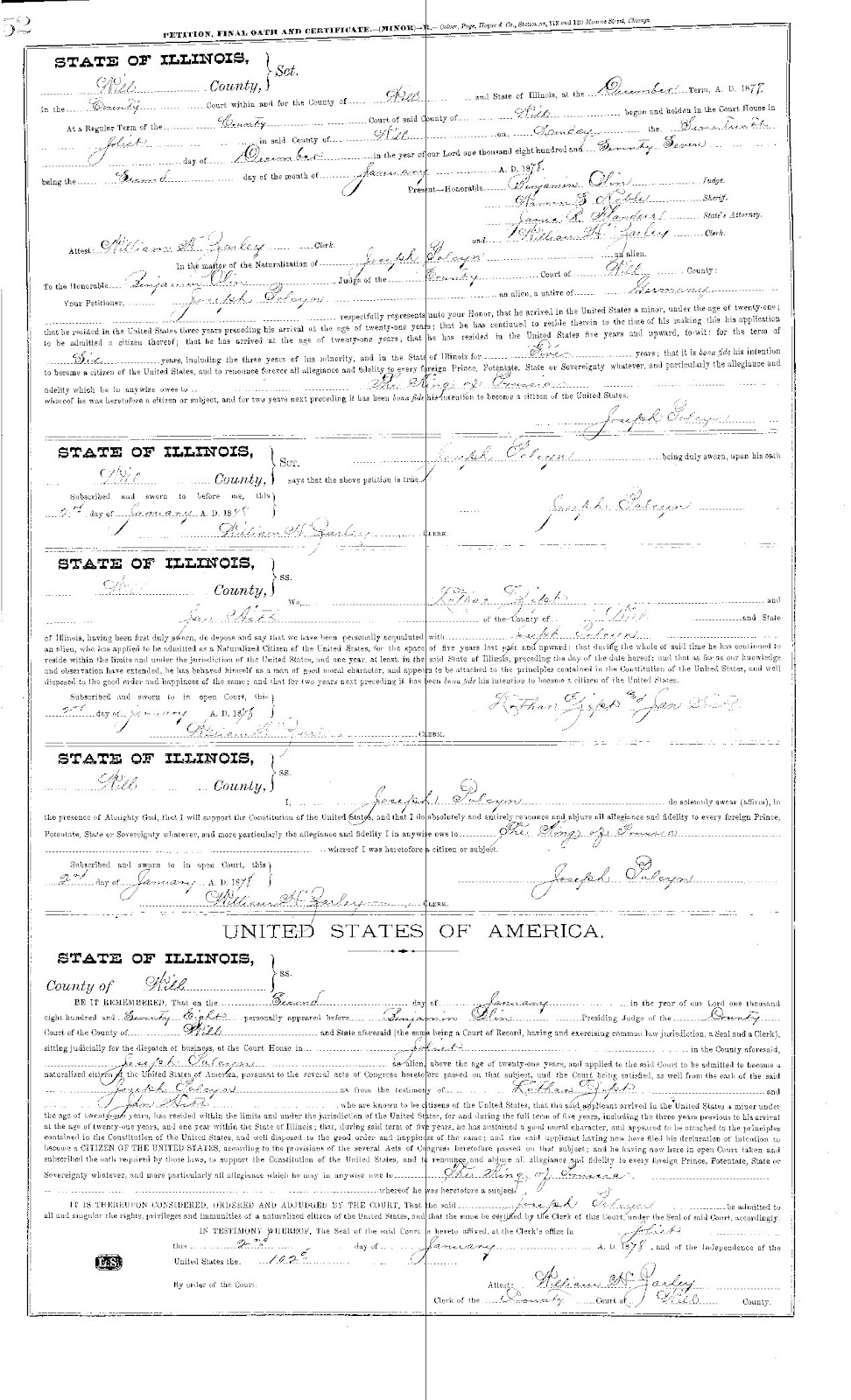 Joliet Genealogy Illinois Naturalization Records