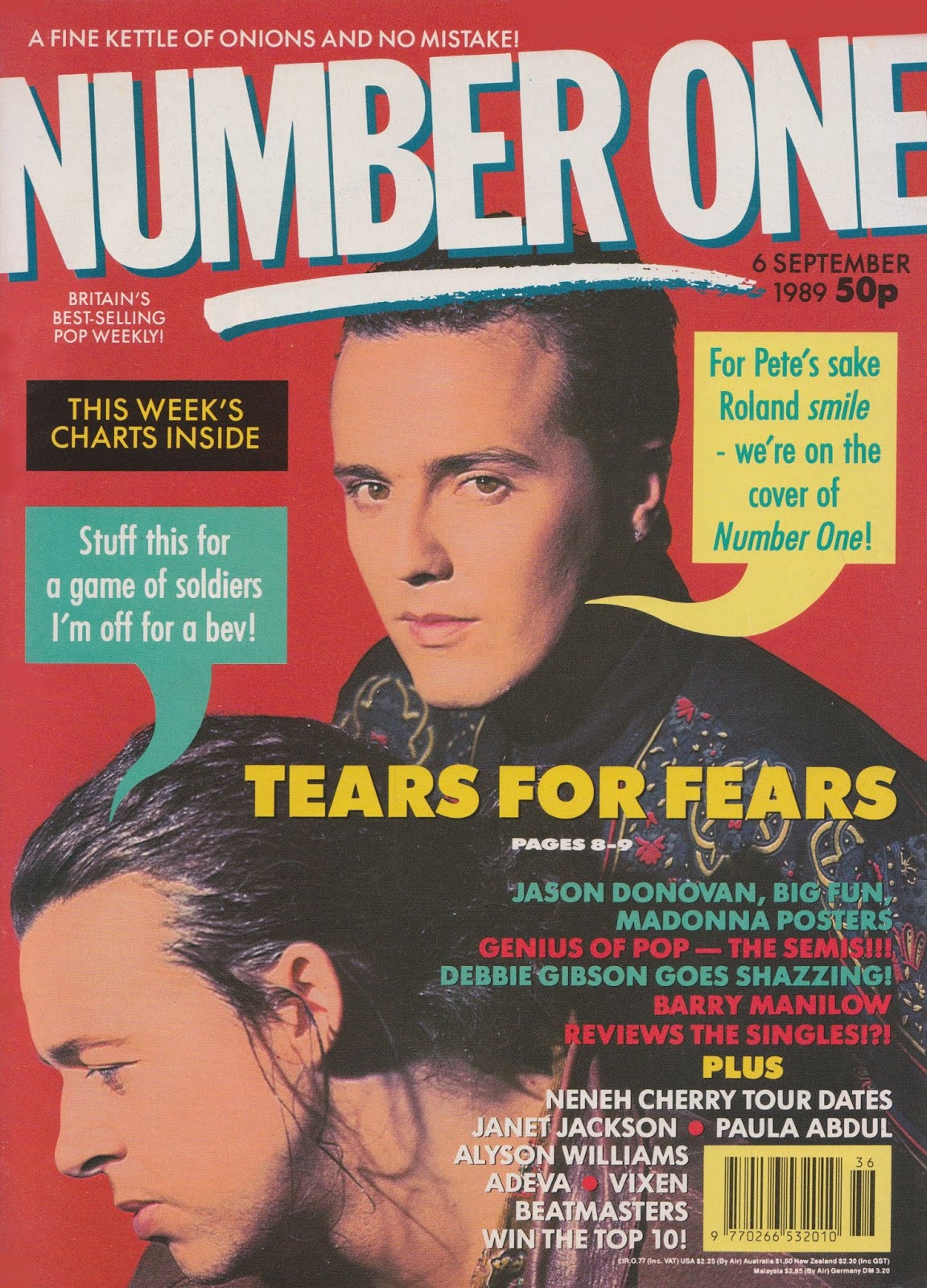 Top Of The Pop Culture 80s Tears for Fears Number One Magazine 1989